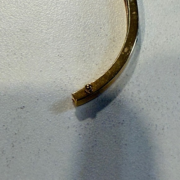 Gold Tone Bangle Bracelet with Blue Rhinestones - Women's Jewelry - Picture 5 of 7